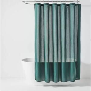 Herringbone Fabric Shower Curtain 72" x 72" Dark Green- Room Essentials™ s2